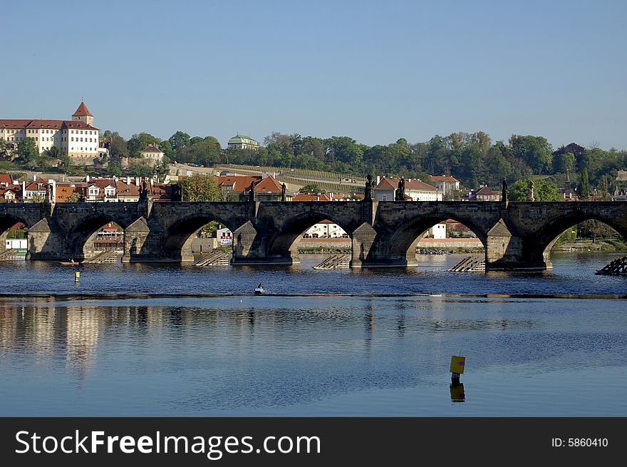 Prague bridge over the river