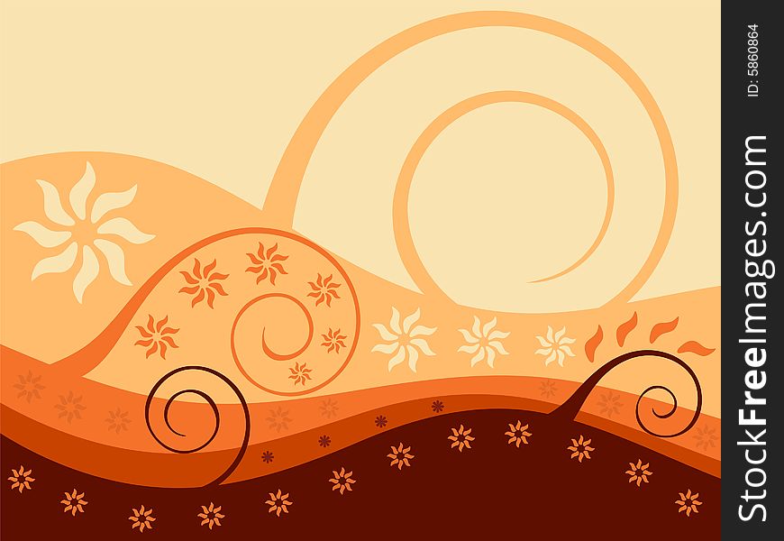 Floral background in a orange and brown tones. Floral background in a orange and brown tones