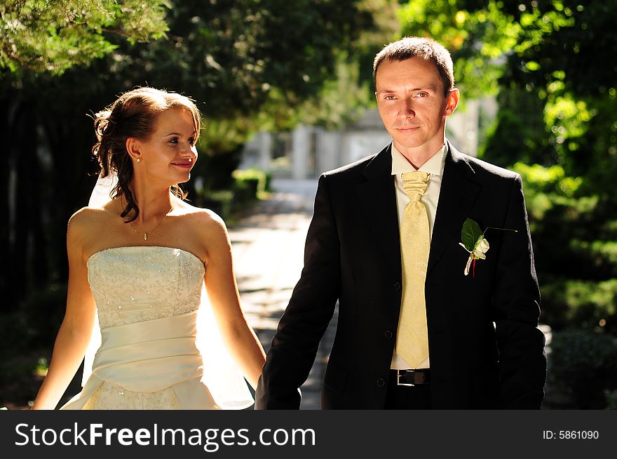 Portrait of bride and groom