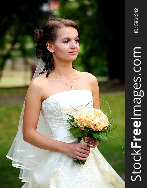 Bride smiling and posing before her wedding