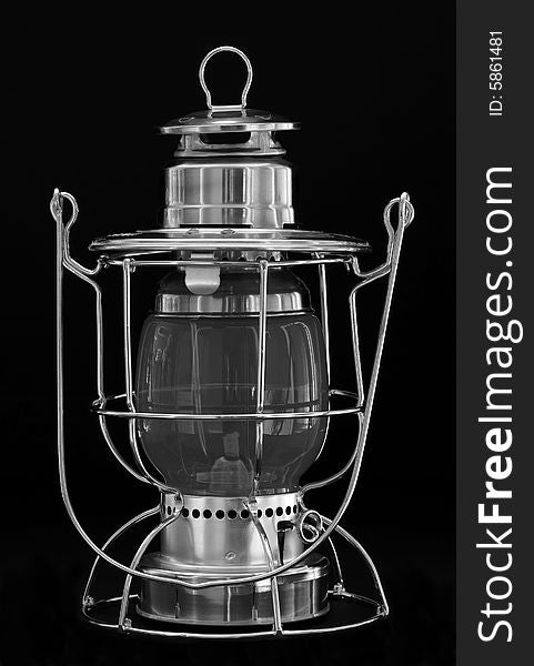 Brass Railroad Lantern in Black and White. Brass Railroad Lantern in Black and White