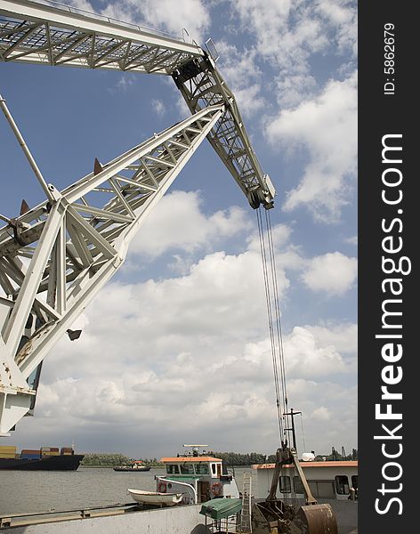 A nice crane at a ship, picture was taken at the harbour of Antwerpen in Belgium