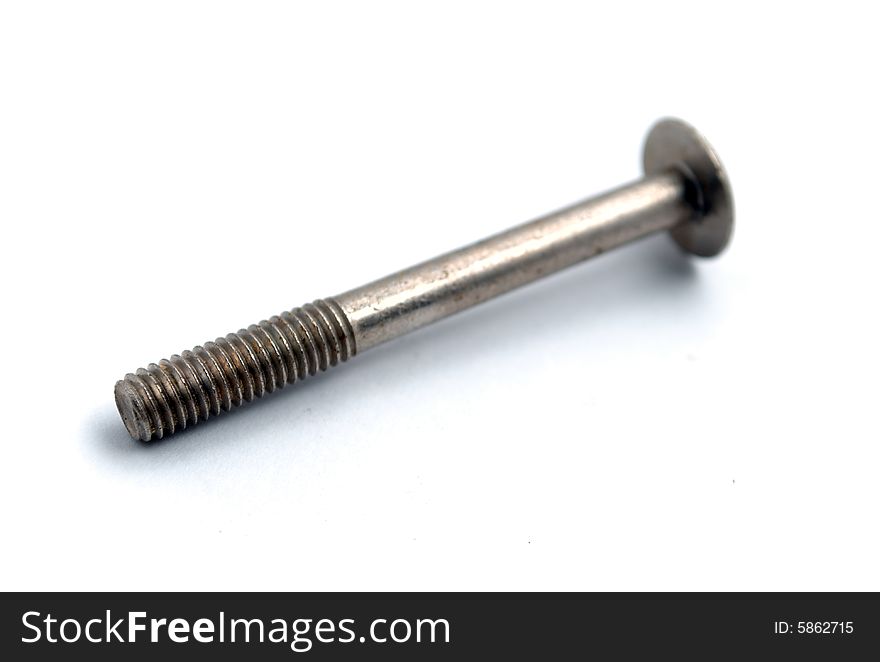 Steel bolt on white background