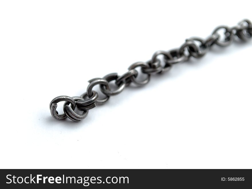 Steel chain on white background