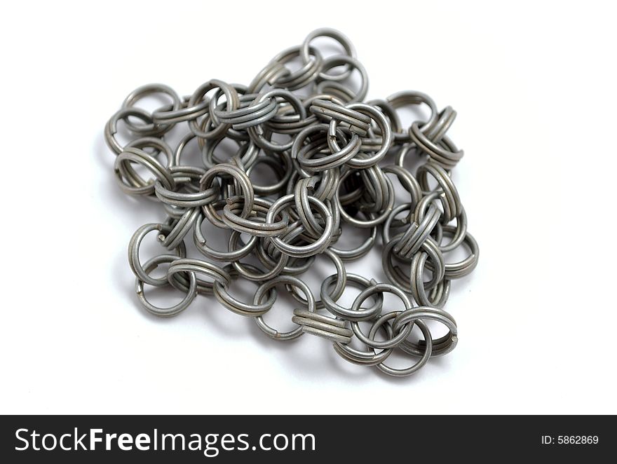 Steel chain on white background