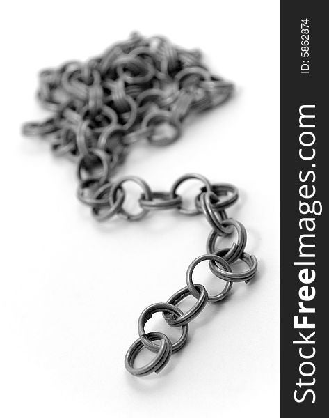 Steel chain on white background