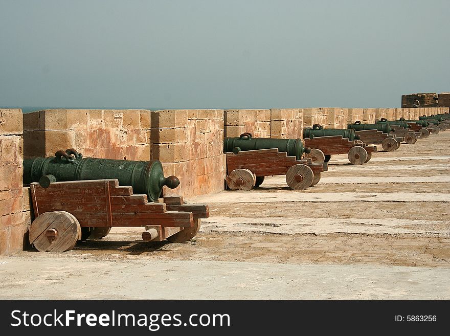 Ancient fortress with cannons in Essaouira, Morocco. Ancient fortress with cannons in Essaouira, Morocco