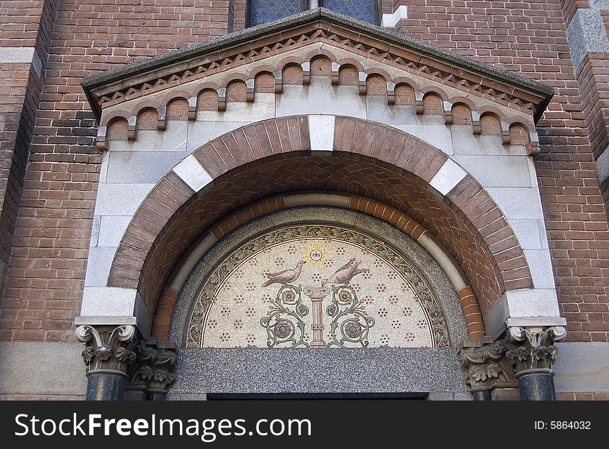 A mosaic in a arch of an old church. A mosaic in a arch of an old church