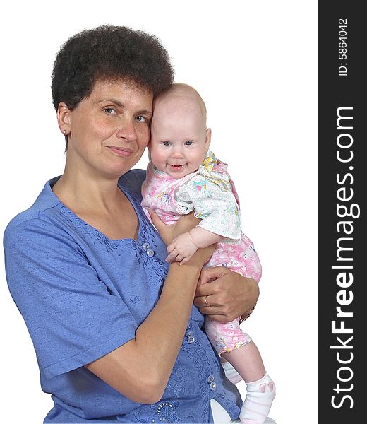 Portrait of the women and child on white background