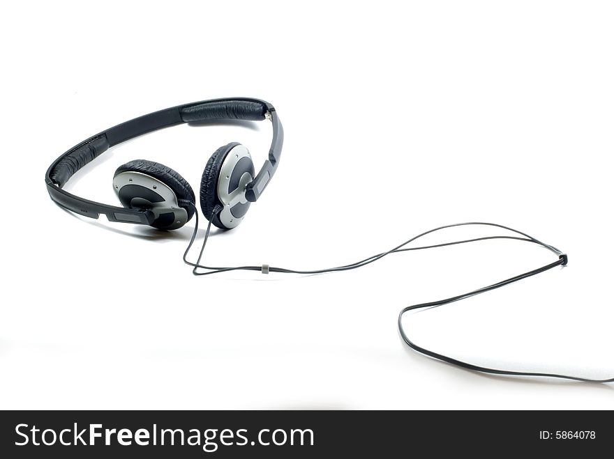 Still life shot of earphone on the white background