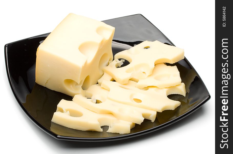 Fresh cheese on a white background