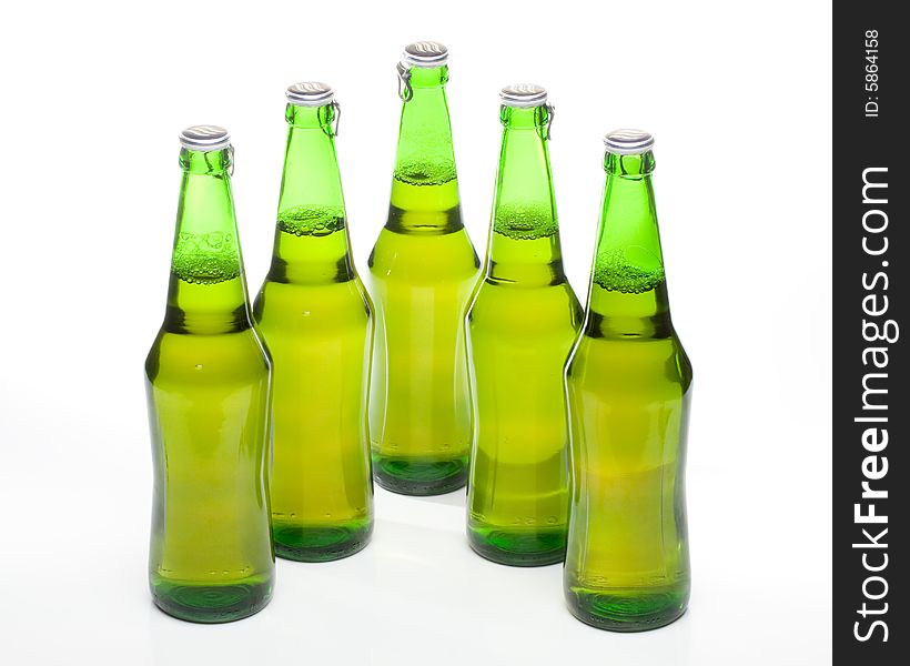 Beer in a bottle on a white background