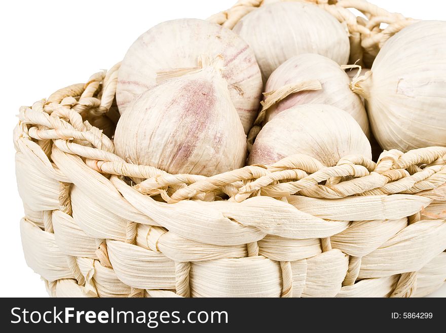 Fresh garlic on a white background. Close up.