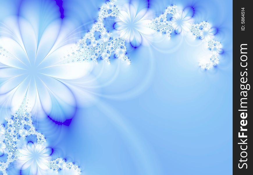 Garland of beautiful flowers on the blue background. Garland of beautiful flowers on the blue background