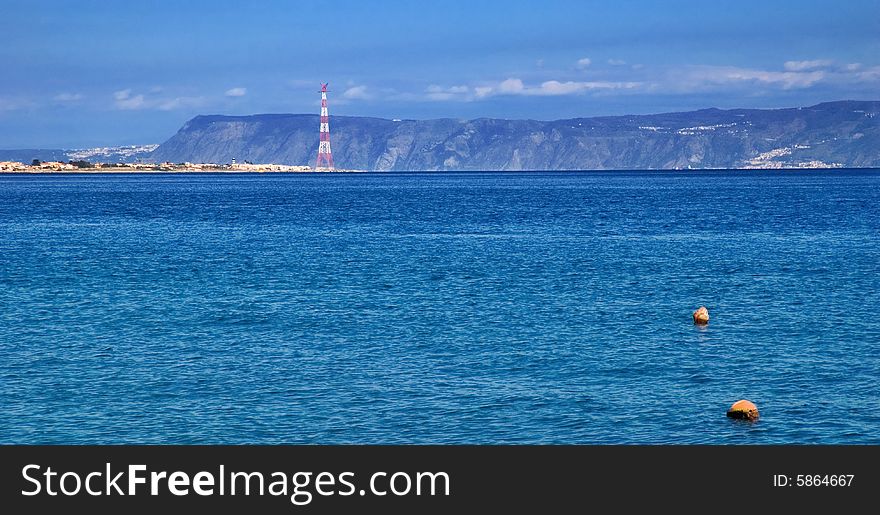 Strait of Messina as seen from Sicily. Strait of Messina as seen from Sicily