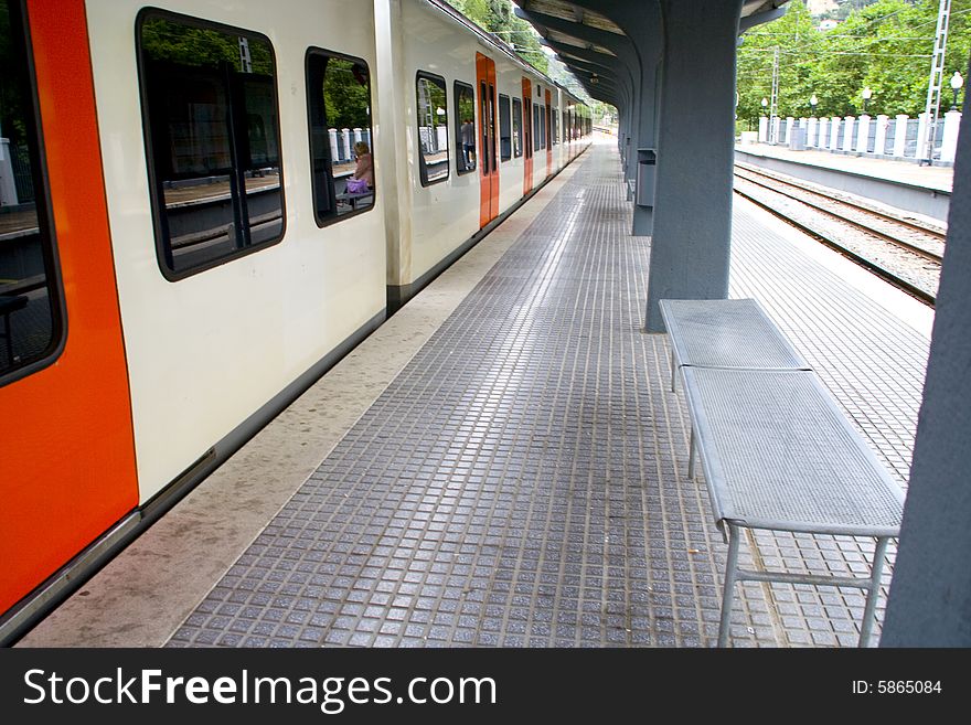 Train stop at the station