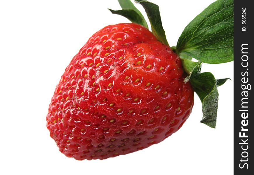Closeup of a strawberry  on a white background
