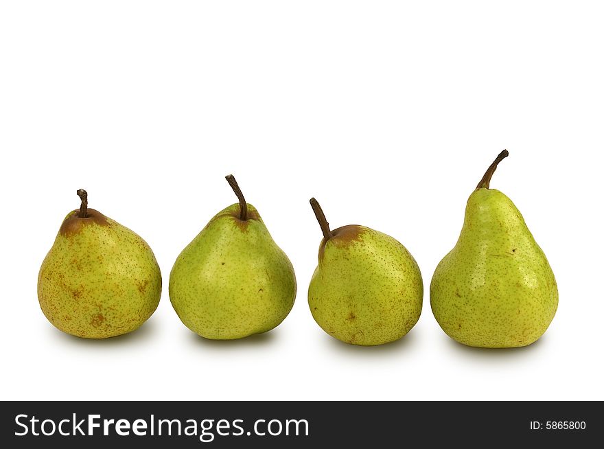 Four pears isolated over white