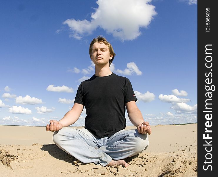 The meditating man, rest in a lonely place. The meditating man, rest in a lonely place