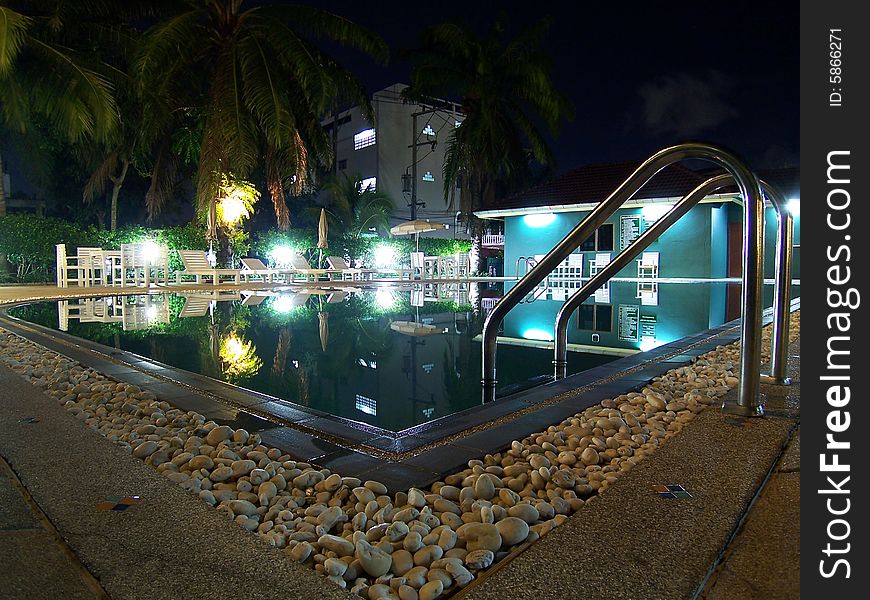 Our swimming pool at night. Our swimming pool at night.