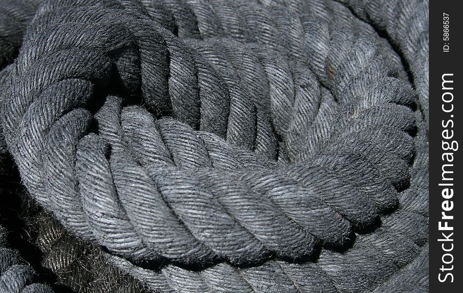 A ball of thick rope on a ship