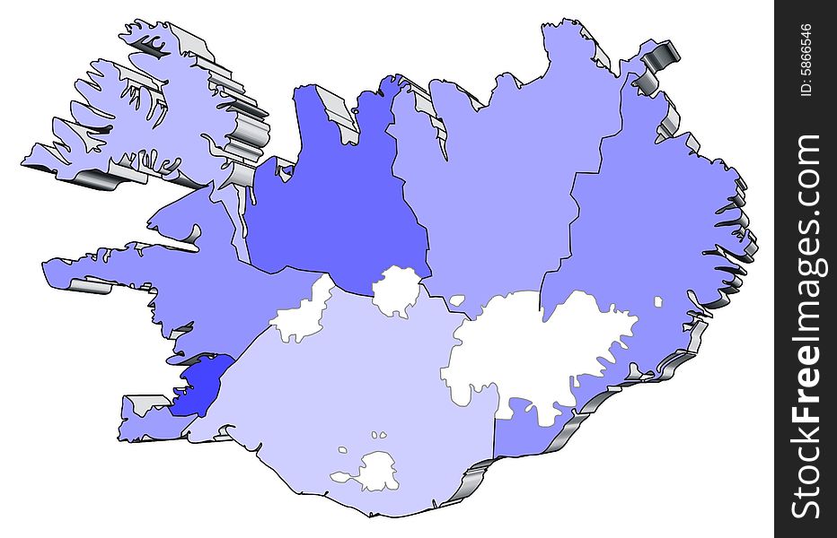 Abstract Map of Iceland with Provinces