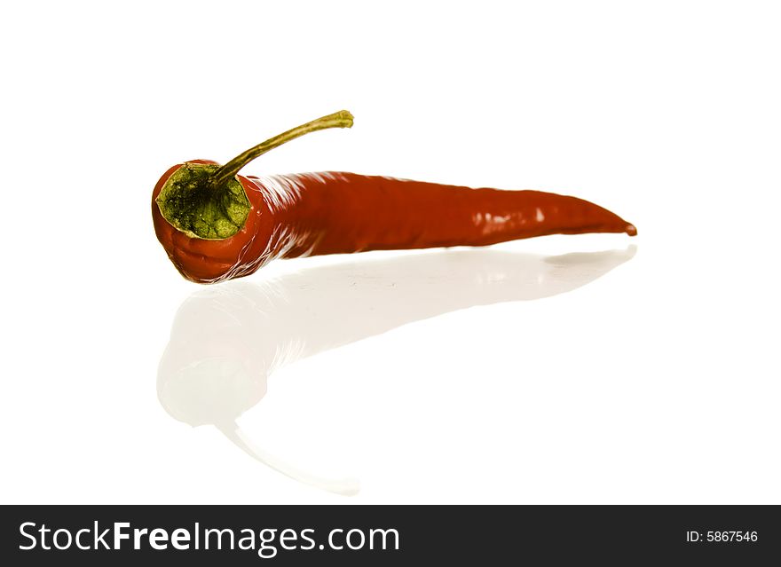 Red hot pepper isolated on white background.