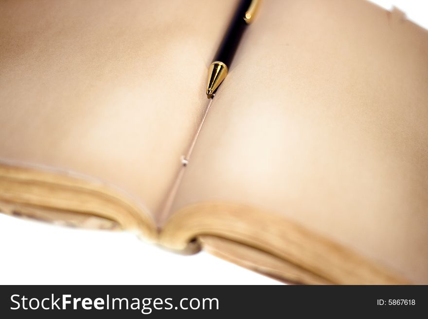 Blank old Book isolated on white background