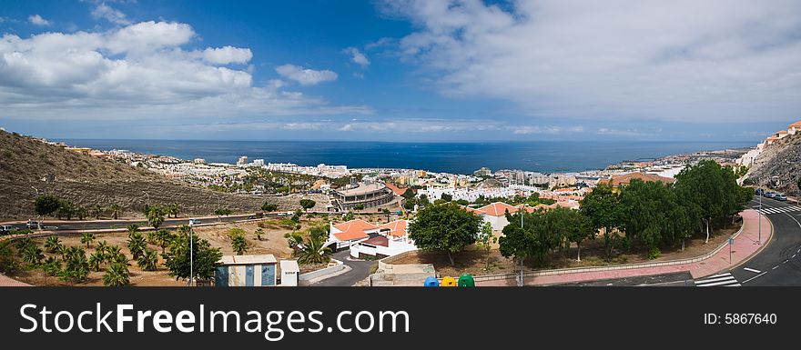 Las Americas coast panorama, Tenerife. Las Americas coast panorama, Tenerife