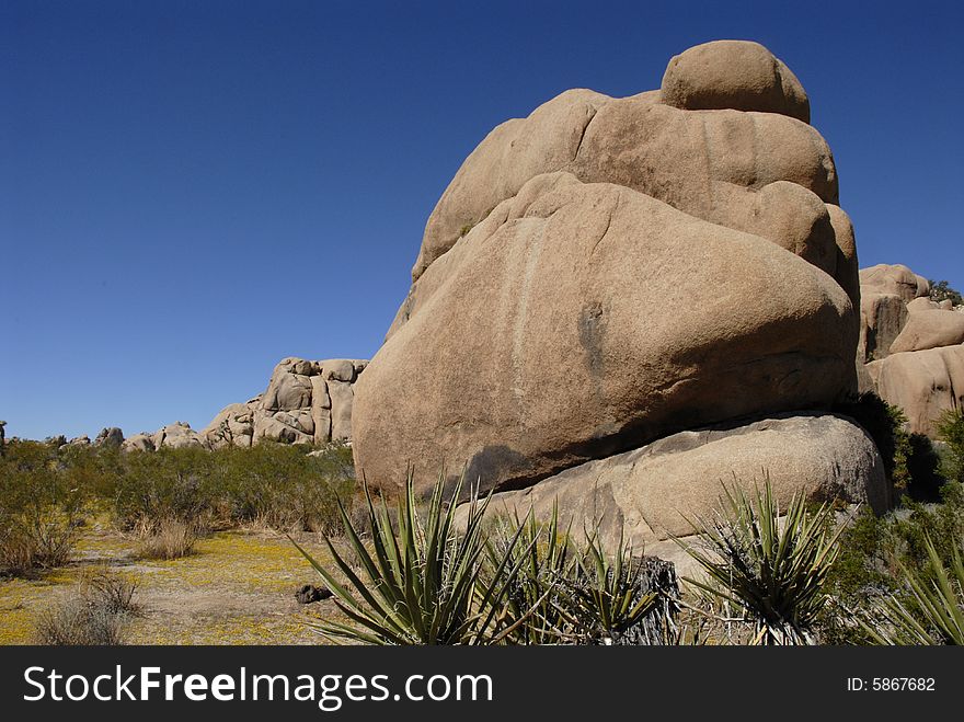 Rock formations at Joshua Tree National Park, California.