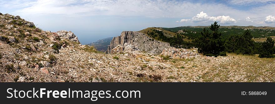 View of Crimea from mountains Ai-Petri. Panorama. View of Crimea from mountains Ai-Petri. Panorama