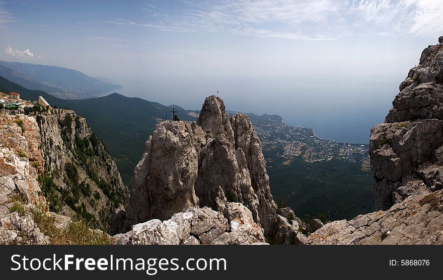View of Crimea from mountains Ai-Petri. Panorama. View of Crimea from mountains Ai-Petri. Panorama