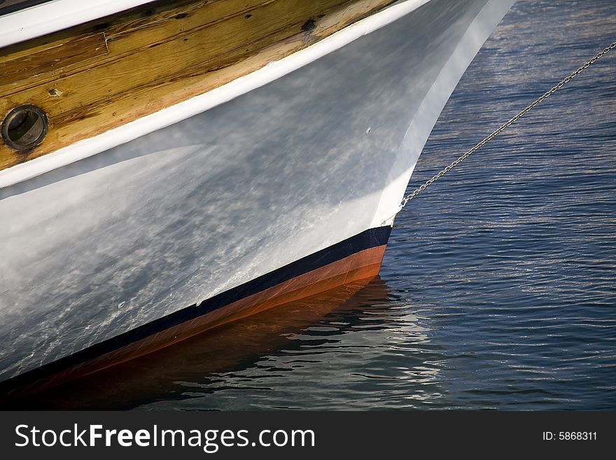 Parts of ship and blue water. Parts of ship and blue water