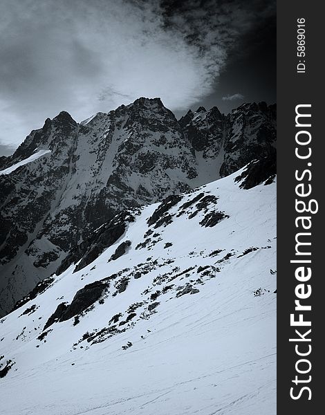 High Tatras in winter with clear sky