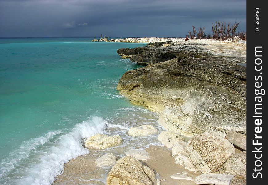 The view of hostile so called ghost beach in Freeport on Grand Bahama Island, The Bahamas. The view of hostile so called ghost beach in Freeport on Grand Bahama Island, The Bahamas.