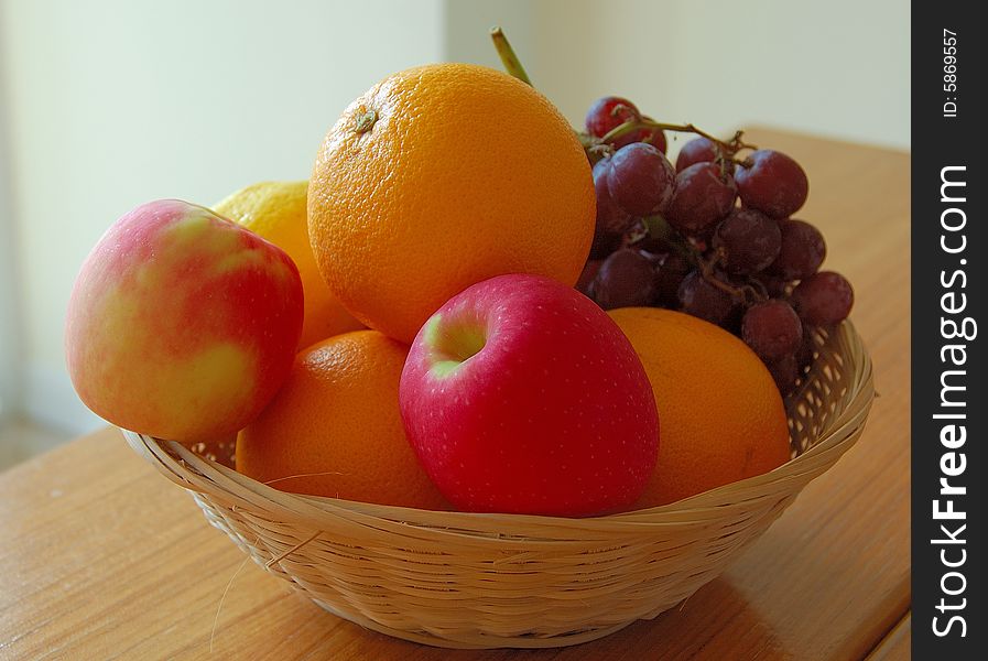 An image of a variety of fruits in a basket. An image of a variety of fruits in a basket.
