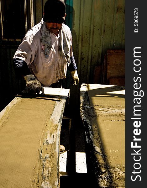 Work at the masonry factory, production of building materials. Work at the masonry factory, production of building materials.