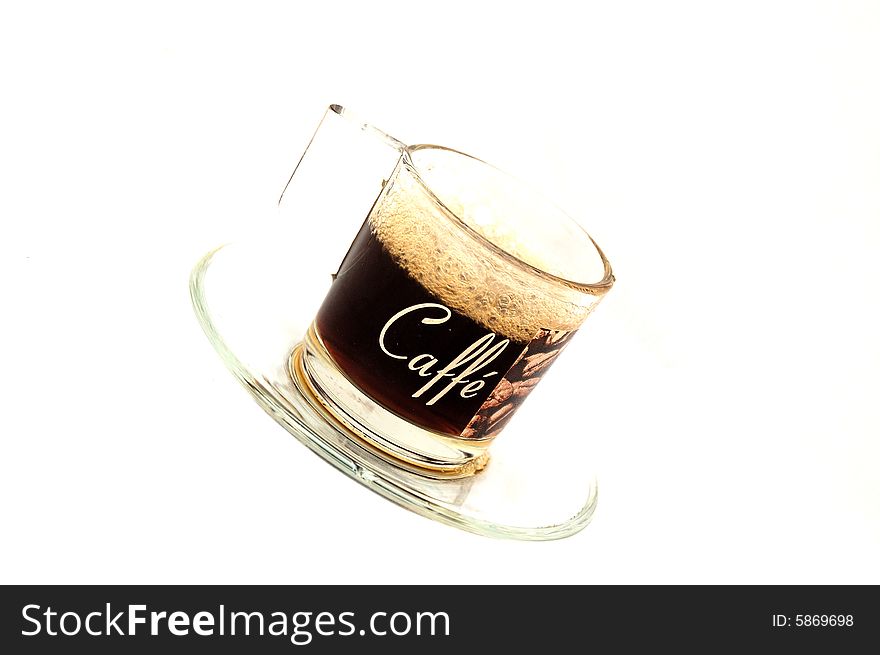An image of a cup of coffee. (on an angle). An image of a cup of coffee. (on an angle)