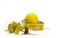 Lemon And Tape Measure Isolated Stock Photos