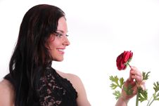Woman With Rose Stock Image