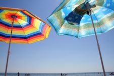 Umbrellas On Sunny Beach Royalty Free Stock Image