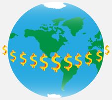 Globe And Dollars Royalty Free Stock Photos Globe And Dollars Royalty Free Stock Photos