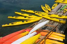 Yellow Kayaks At Dock Royalty Free Stock Photography Yellow Kayaks At Dock Royalty Free Stock Photography