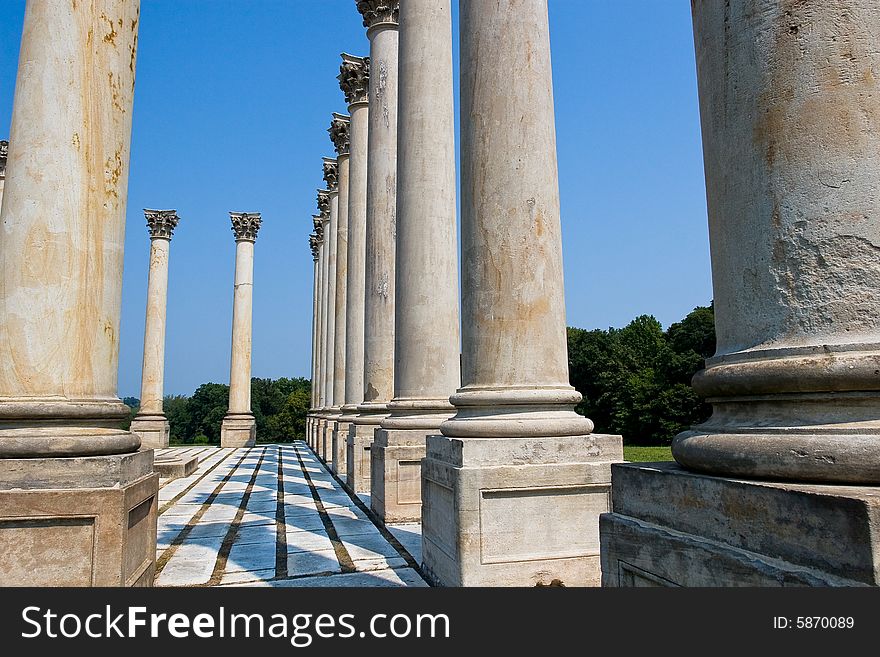 The original National Capitol Building Columns now located at the National Arboretum. The original National Capitol Building Columns now located at the National Arboretum