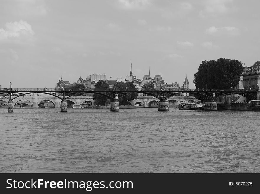 Paris from Seine River, and old image capting the magic of Paris. Paris from Seine River, and old image capting the magic of Paris