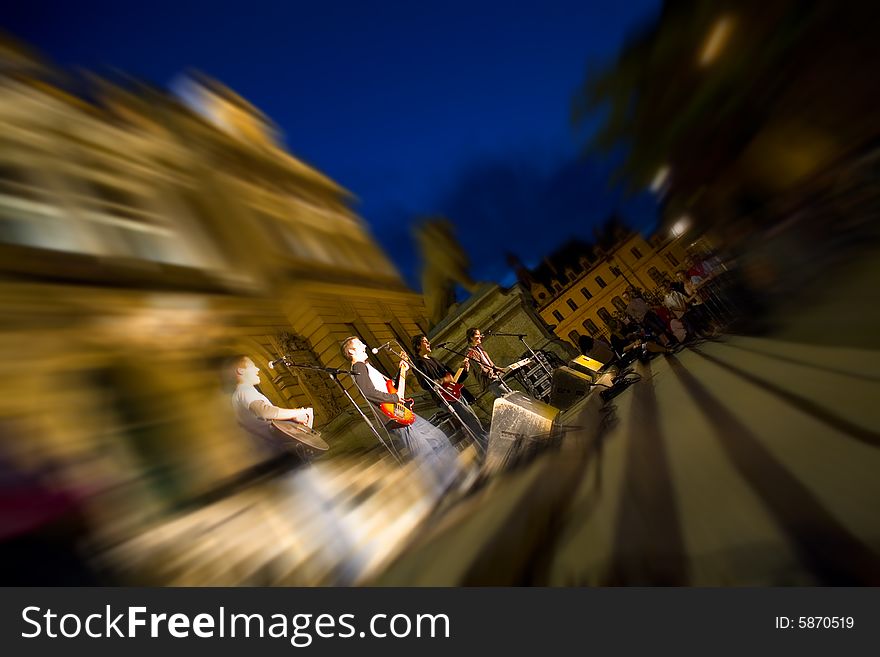 Musicians playing for the fete de la music in france