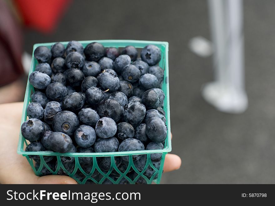 Beautiful batch of blueberries in a carton.