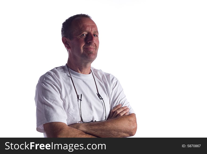 Portrait of senior man against white background. Portrait of senior man against white background