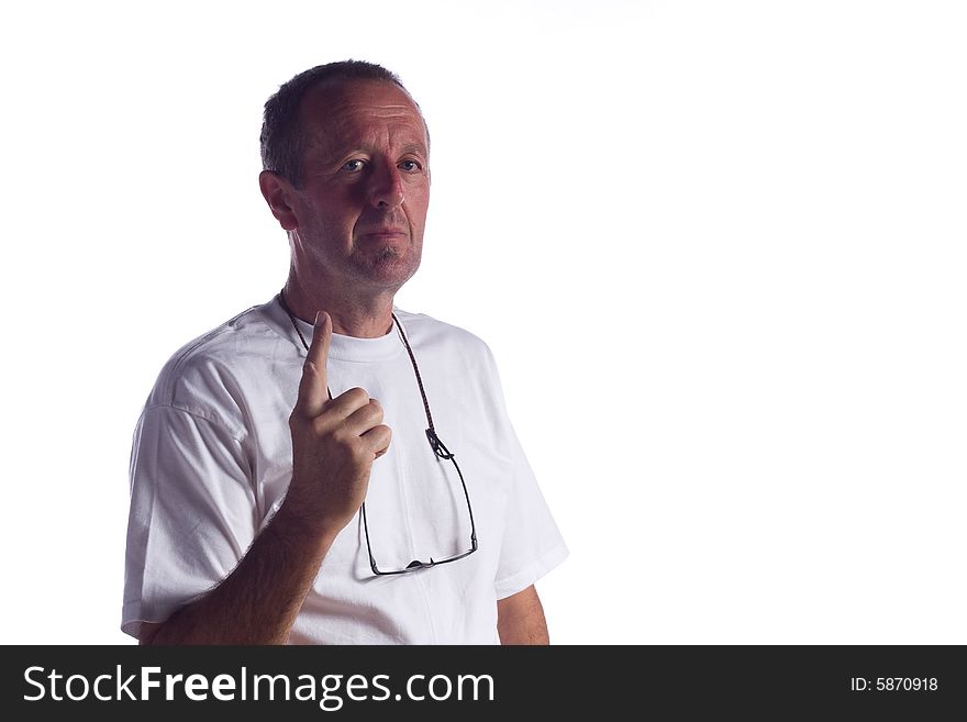 Portrait of senior man against white background. Portrait of senior man against white background