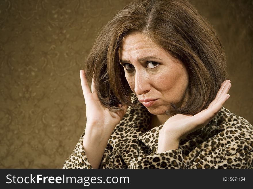 Hispanic Woman Adjusts her Hair